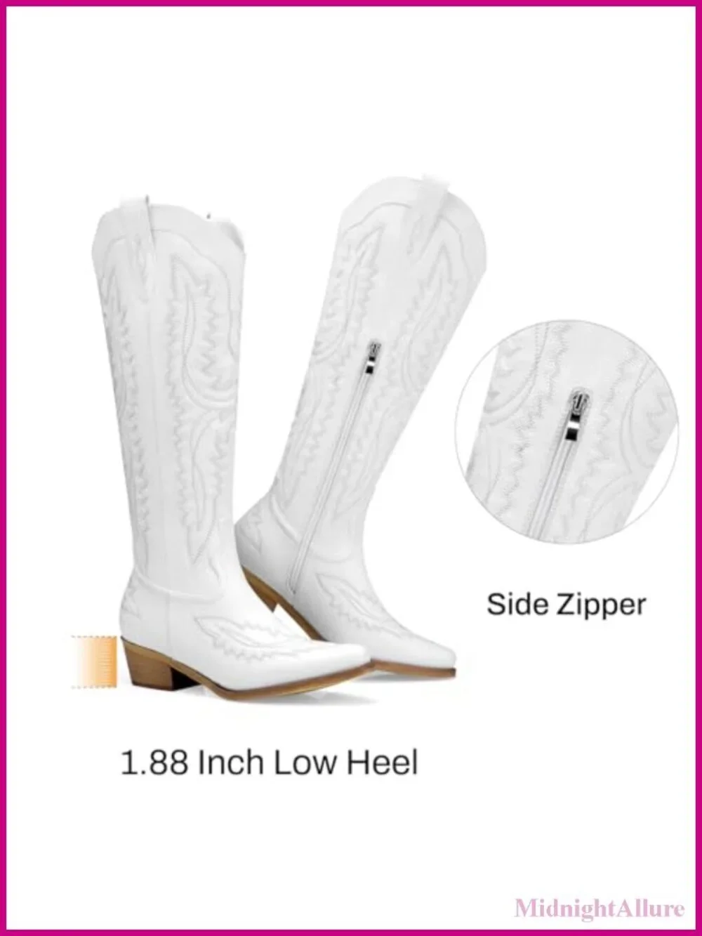 Womens Knee High Cowboy Boots Pointed Toe Wide Calf